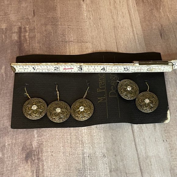 Vtg 1991 Mary Frances 5pc Button Covers Jewelry Round Gold Tone Clear Stone NOS - Picture 6 of 10